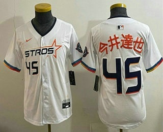 Youth Houston Astros #45 Tatsuya Imai White Kanji 2025 City Connect Limited Jersey