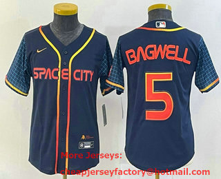 Youth Houston Astros #5 Jeff Bagwell 2022 Navy Blue City Connect Cool Base Stitched Jersey