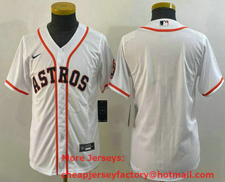 Youth Houston Astros Blank White With Patch Stitched MLB Cool Base Nike Jersey