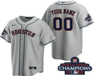 Youth Houston Astros Customized Gray 2022 World Series Champions Cool Base Jersey