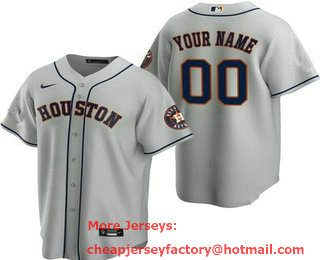 Youth Houston Astros Customized Gray Team Logo Cool Base Jersey