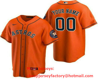 Youth Houston Astros Customized Orange Team Logo Cool Base Jersey