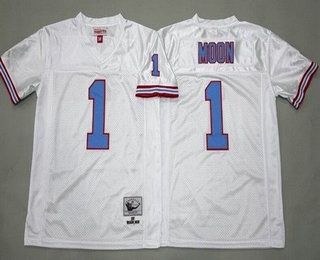 Youth Houston Oilers #1 Warren Moon White 1997 Throwback Jersey