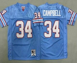 Youth Houston Oilers #34 Earl Campbell Light Blue 1979 Throwback Jersey