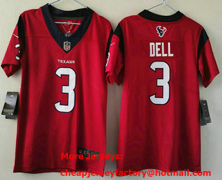 Youth Houston Texans #3 Tank Dell Red 2022 Vapor Stitched Nike Limited Jersey