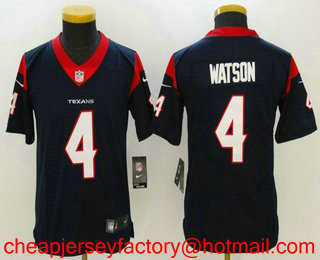 Youth Houston Texans #4 Deshaun Watson Navy Blue 2017 Vapor Untouchable Stitched NFL Nike Limited Jersey