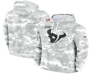 Youth Houston Texans Arctic Camo 2024 Salute to Service Club Fleece Pullover Hoodie