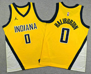 Youth Indiana Pacers #0 Tyrese Haliburton Yellow Stitched Jersey