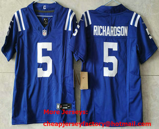Youth Indianapolis Colts #5 Anthony Richardson Blue 2024 FUSE Vapor Limited Stitched Jersey