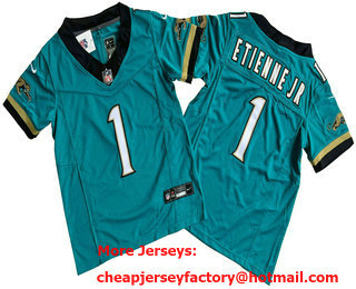 Youth Jacksonville Jaguars #1 Travis Etienne JR Teal 2024 FUSE Prowler Throwback Vapor Limited Stitched Jersey