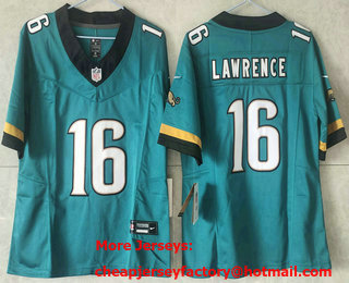 Youth Jacksonville Jaguars #16 Trevor Lawrence Limited Green Throwback FUSE Vapor Jersey