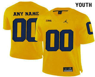 Youth Jordan Brand Michigan Wolverines Customized College Football Limited Jersey - Yellow