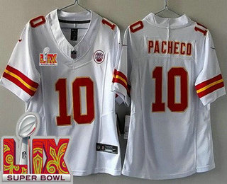 Youth Kansas City Chiefs #10 Isiah Pacheco Limited White Super Bowl LIX FUSE Vapor Jersey