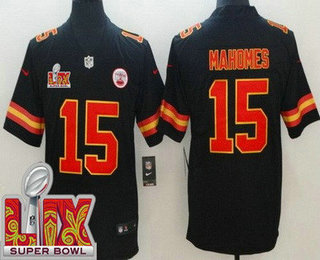 Youth Kansas City Chiefs #15 Patrick Mahomes Limited Black Super Bowl LIX Vapor Jersey