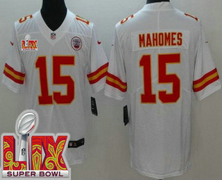 Youth Kansas City Chiefs #15 Patrick Mahomes Limited White Super Bowl LIX Vapor Jersey
