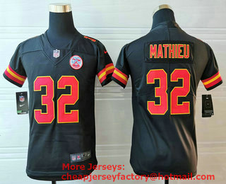 Youth Kansas City Chiefs #32 Tyrann Mathieu Black 2017 Vapor Untouchable Stitched NFL Nike Limited Jersey