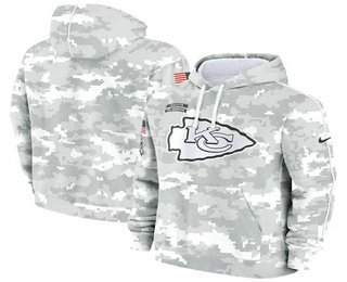 Youth Kansas City Chiefs Arctic Camo 2024 Salute to Service Club Fleece Pullover Hoodie