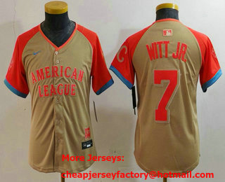 Youth Kansas City Royals #7 Bobby Witt Jr Cream 2024 All Star Limited Stitched Jersey