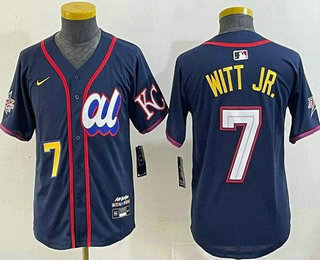 Youth Kansas City Royals #7 Bobby Witt Jr Navy 2025 All Star Limited Jersey