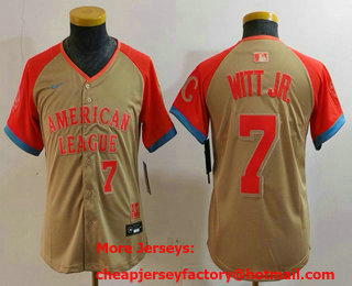 Youth Kansas City Royals #7 Bobby Witt Jr Number Cream 2024 All Star Limited Stitched Jersey