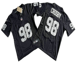 Youth Las Vegas Raiders #98 Maxx Crosby Limited Black FUSE Vapor Jersey