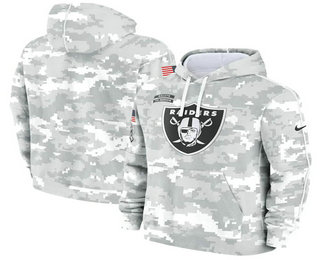 Youth Las Vegas Raiders Arctic Camo 2024 Salute to Service Club Fleece Pullover Hoodie