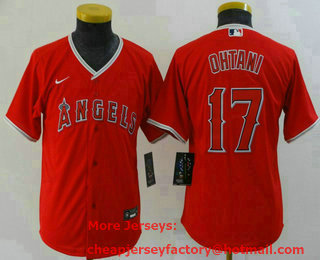 Youth Los Angeles Angels #17 Shohei Ohtani Red Stitched MLB Cool Base Nike Jersey