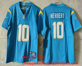 Youth Los Angeles Chargers #10 Justin Herbert Light Blue FUSE Vapor Limited Stitched Jersey