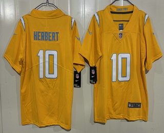 Youth Los Angeles Chargers #10 Justin Herbert Limited Yellow Vapor Jersey