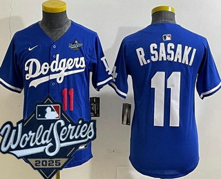 Youth Los Angeles Dodgers #11 Roki Sasaki Blue 2025 World Series Limited Jersey