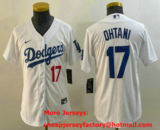 Youth Los Angeles Dodgers #17 Shohei Ohtani Number White Stitched Cool Base Nike Jersey