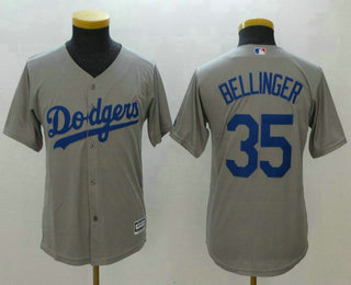 Youth Los Angeles Dodgers #35 Cody Bellinger Gray Road Stitched MLB Cool Base Jersey