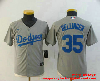 Youth Los Angeles Dodgers #35 Cody Bellinger Gray Stitched MLB Cool Base Nike Jersey