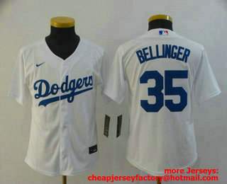 Youth Los Angeles Dodgers #35 Cody Bellinger White Stitched MLB Cool Base Nike Jersey