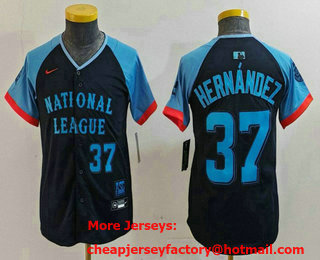 Youth Los Angeles Dodgers #37 Teoscar Hernandez Number Navy 2024 All Star Limited Stitched Jersey
