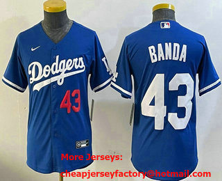 Youth Los Angeles Dodgers #43 Anthony Banda Number Blue Cool Base Stitched Jersey
