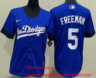 Youth Los Angeles Dodgers #5 Freddie Freeman Blue City Cool Base Jersey
