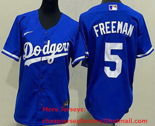 Youth Los Angeles Dodgers #5 Freddie Freeman Blue Cool Base Jersey