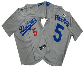 Youth Los Angeles Dodgers #5 Freddie Freeman Number Grey Limited Stitched Jersey