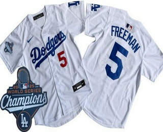 Youth Los Angeles Dodgers #5 Freddie Freeman White 2025 World Series Champions Limited Jersey