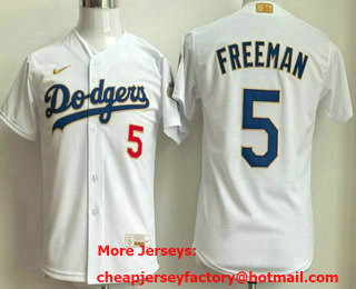 Youth Los Angeles Dodgers #5 Freddie Freeman White 2026 Gold Collection Limited Jersey