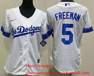 Youth Los Angeles Dodgers #5 Freddie Freeman White City Cool Base Jersey