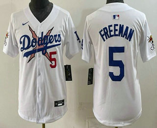 Youth Los Angeles Dodgers #5 Freddie Freeman White Vapor Premier Limited Stitched Jersey