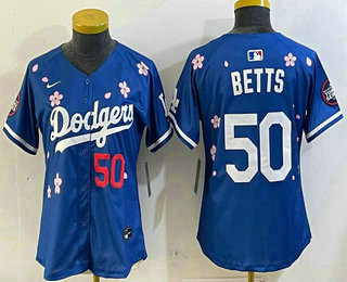 Youth Los Angeles Dodgers #50 Mookie Betts Blue 2025 Tokyo Series Limited Jersey
