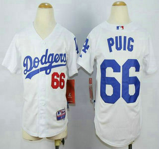 Youth Los Angeles Dodgers #66 Yasiel Puig 2014 White Jersey