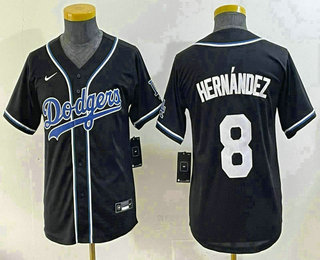 Youth Los Angeles Dodgers #8 Enrique Hernandez Black Fashion Baseball Jersey
