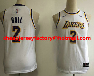 Youth Los Angeles Lakers #2 Lonzo Ball White 2018-2019 Nike Wish Swingman Stitched NBA Jersey