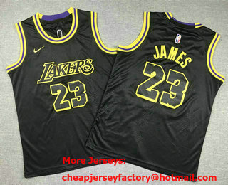 Youth Los Angeles Lakers #23 LeBron James Black 2021 Nike City Edition Stitched Jersey With Sponsor