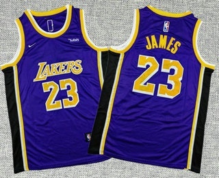 Youth Los Angeles Lakers #23 LeBron James Purple Nike Swingman Sponsor Stitched Jersey