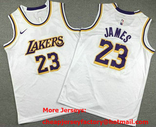 Youth Los Angeles Lakers #23 LeBron James White Icon Swingman Jersey